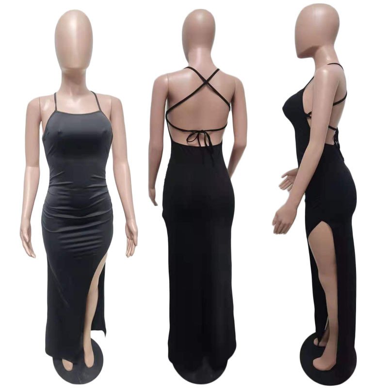 RUICHI women clothing Knit Long Dress Women Sexy Elegant Sleeveless Bodycon One-piece Sundress