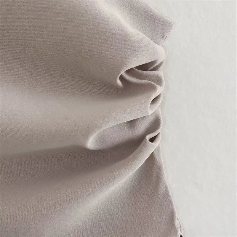 Y2K 2023 summer new women's clothing fashion trend solid color strapless pleated decorative asymmetric top