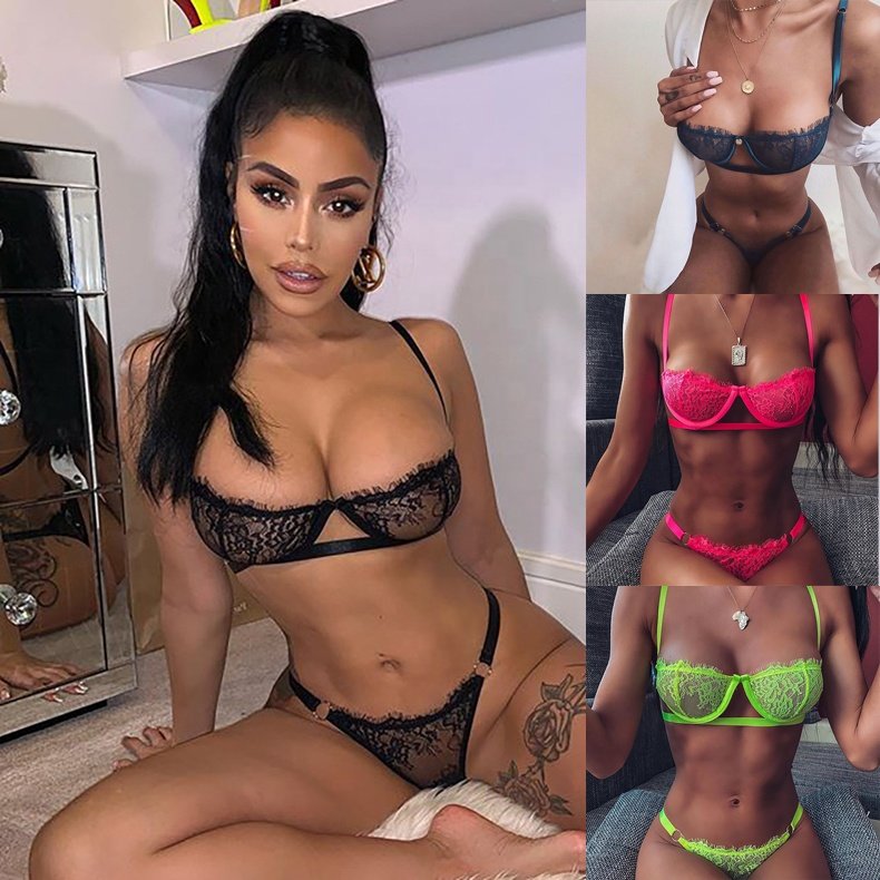 New trends Wholesale women stripper outfits 2 Piece mature sexy lace Erotic See Through lingerie underwear panty Set