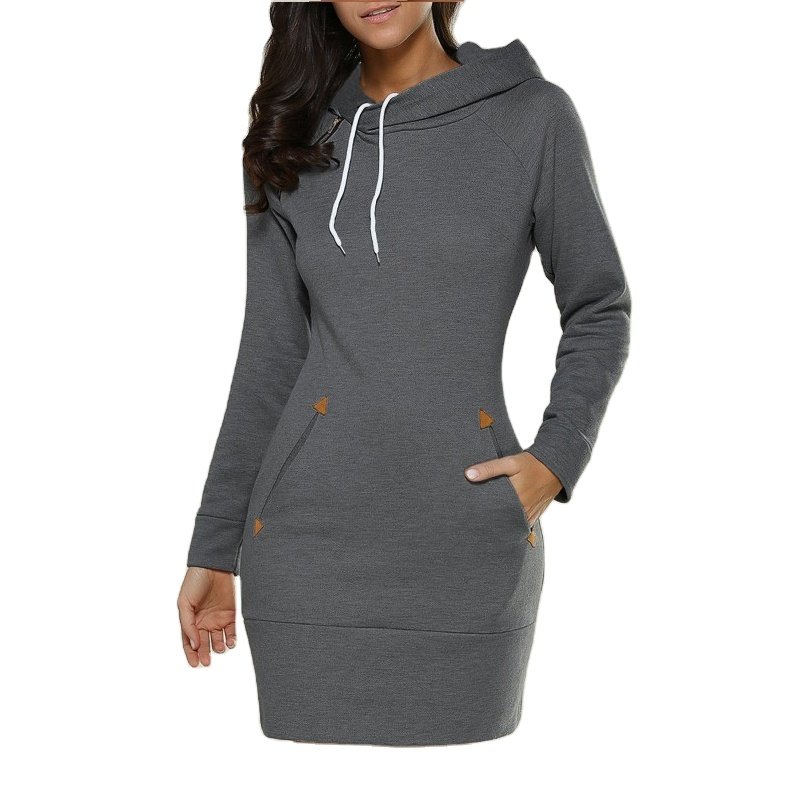 Sweatshirt Dresses Plus size 2023 Custom Rib Knit Long Sleeve Elegant Women Outfit Casual Hood Plus Size Women Dress
