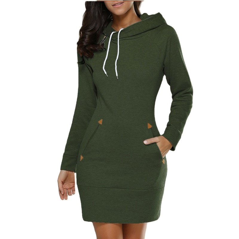 Sweatshirt Dresses Plus size 2023 Custom Rib Knit Long Sleeve Elegant Women Outfit Casual Hood Plus Size Women Dress