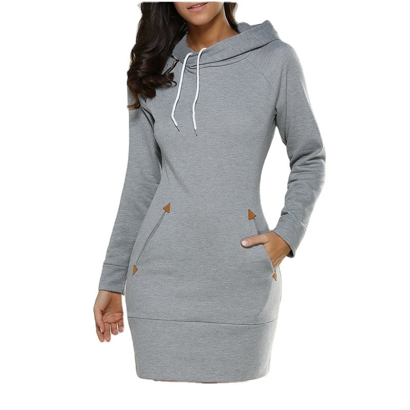 Sweatshirt Dresses Plus size 2023 Custom Rib Knit Long Sleeve Elegant Women Outfit Casual Hood Plus Size Women Dress