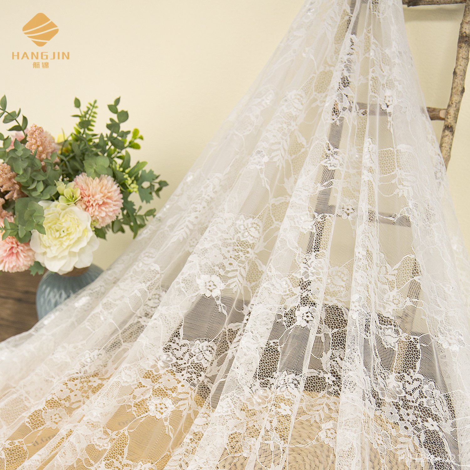 Wholesale French lace fabric 3d lace fabric Luxury Embroidered bridal lace fabric For Wedding Dress Bridal Veils