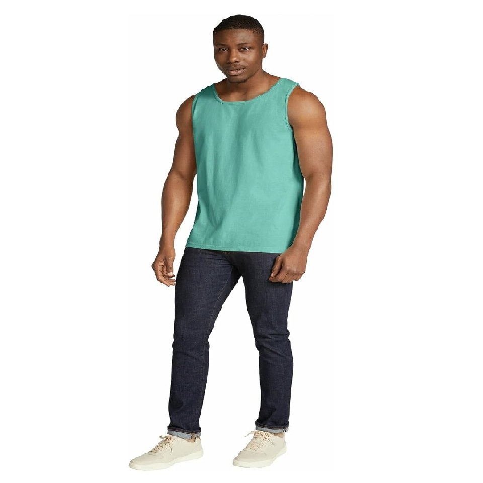 New available top quality solid color 100% cotton single jersey sleeve less round neck men's tank top from Bangladesh best price