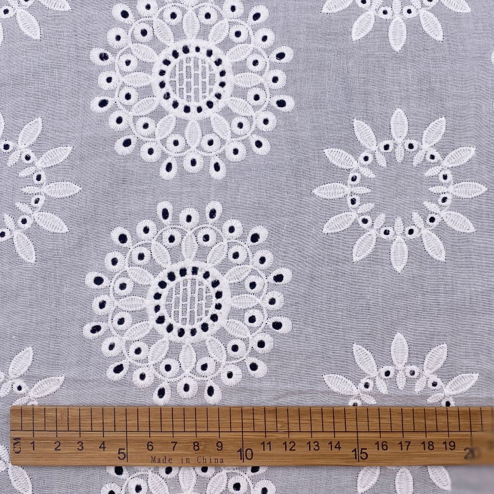 Good price PFD white textile industry eyelet swiss cord lace embroidery 100% cotton voile fabric for women wedding dresses