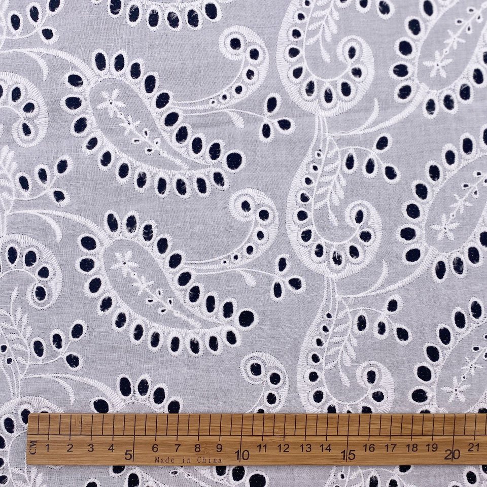 Good price PFD white textile industry eyelet swiss cord lace embroidery 100% cotton voile fabric for women wedding dresses