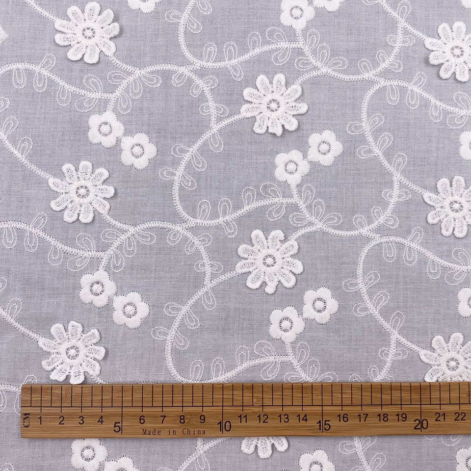 Good price PFD white textile industry eyelet swiss cord lace embroidery 100% cotton voile fabric for women wedding dresses