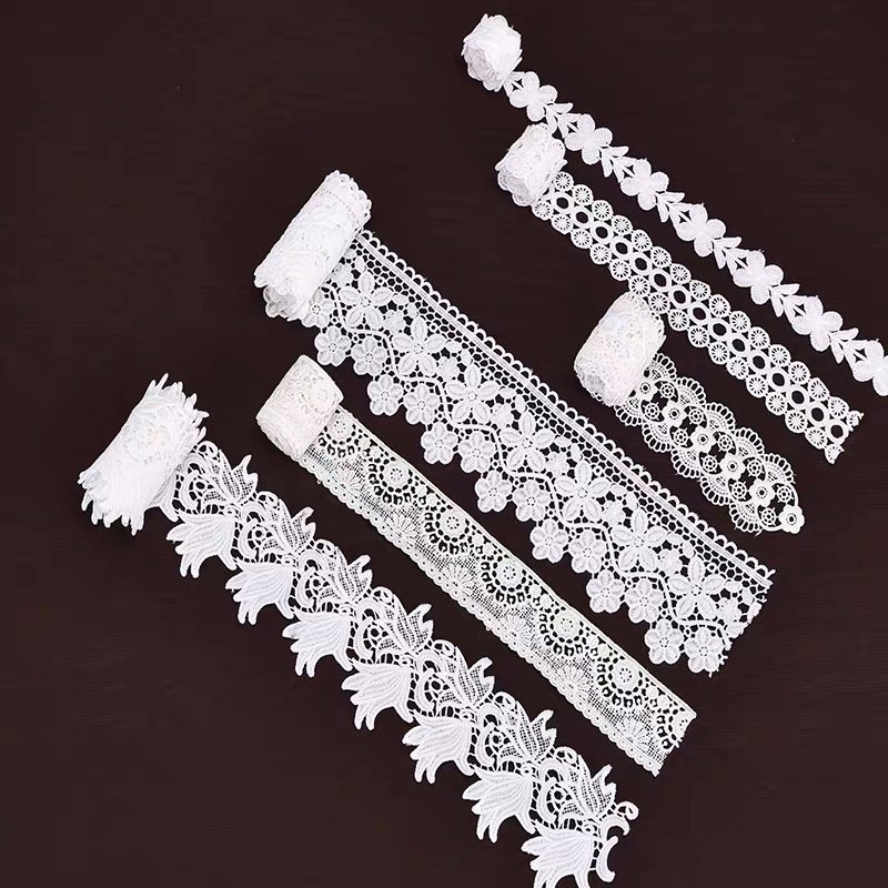 Retail High Quality White Bridal Embroidery Lace Trim Crochet Chemical Lace Trim White