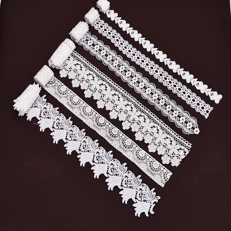 Retail High Quality White Bridal Embroidery Lace Trim Crochet Chemical Lace Trim White