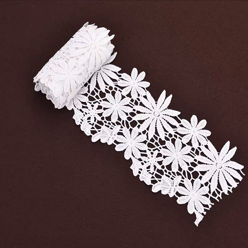 Retail High Quality White Bridal Embroidery Lace Trim Crochet Chemical Lace Trim White