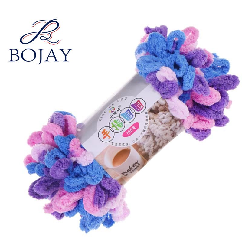 Bojay Multiple Colors 100% Polyester Chenille Yarn Chunky Finger Loop Yarn for Hand Knitting Crochet Jumbo Yarn