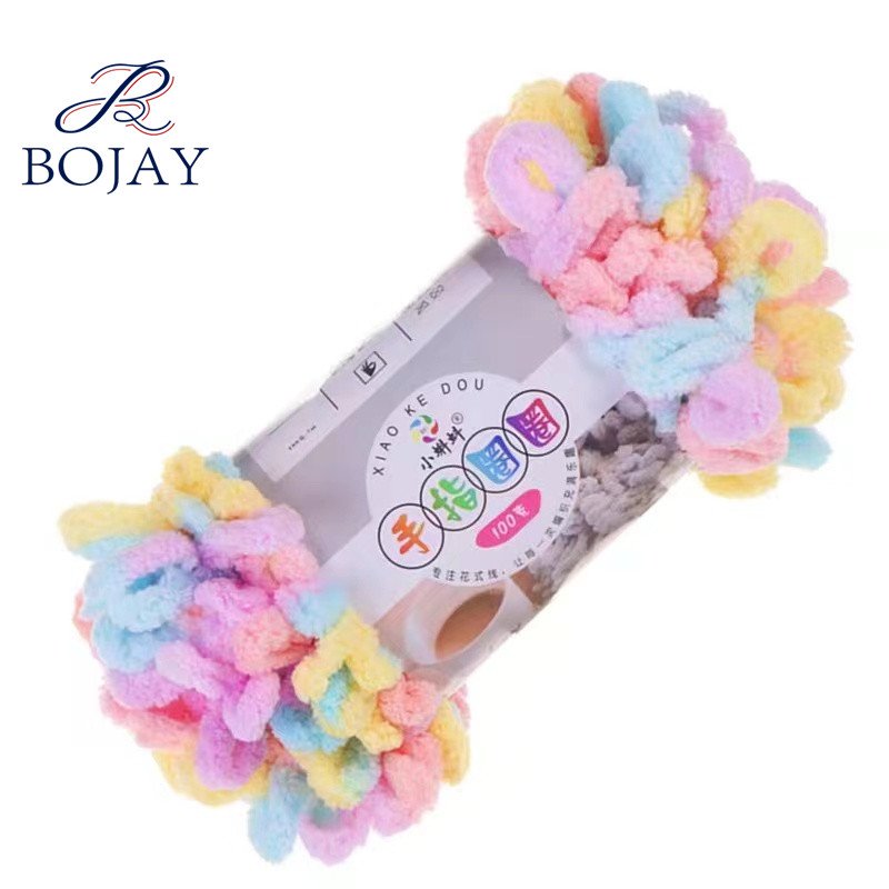 Bojay Multiple Colors 100% Polyester Chenille Yarn Chunky Finger Loop Yarn for Hand Knitting Crochet Jumbo Yarn