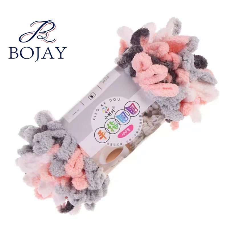 Bojay Multiple Colors 100% Polyester Chenille Yarn Chunky Finger Loop Yarn for Hand Knitting Crochet Jumbo Yarn