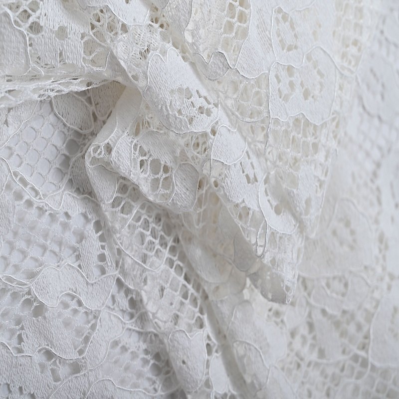 Factory Supplier White Cotton Cord Lace Skin-friendly Lace Fabric for Women Garment