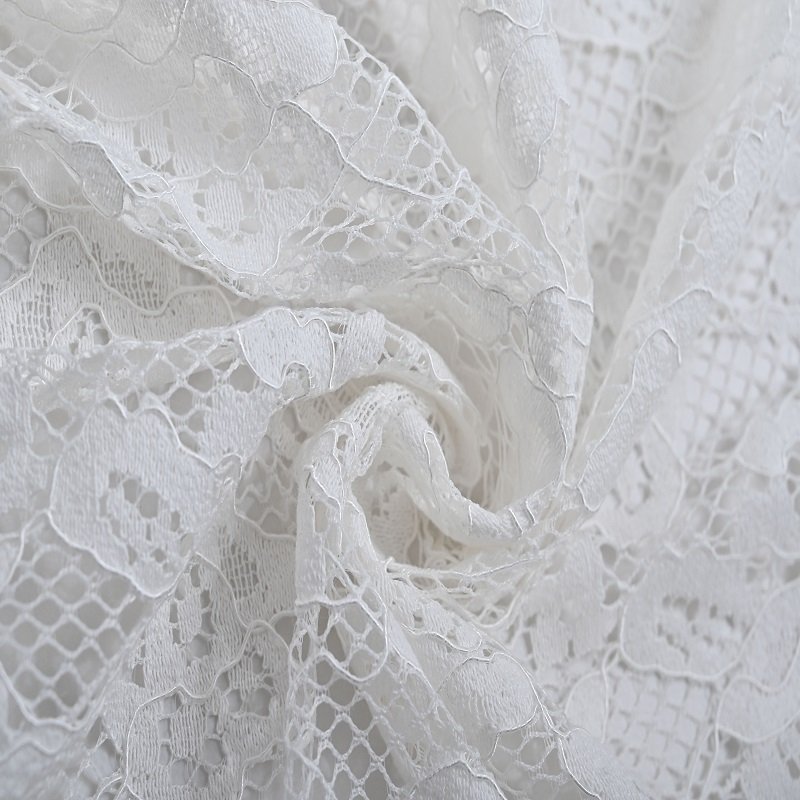 Factory Supplier White Cotton Cord Lace Skin-friendly Lace Fabric for Women Garment