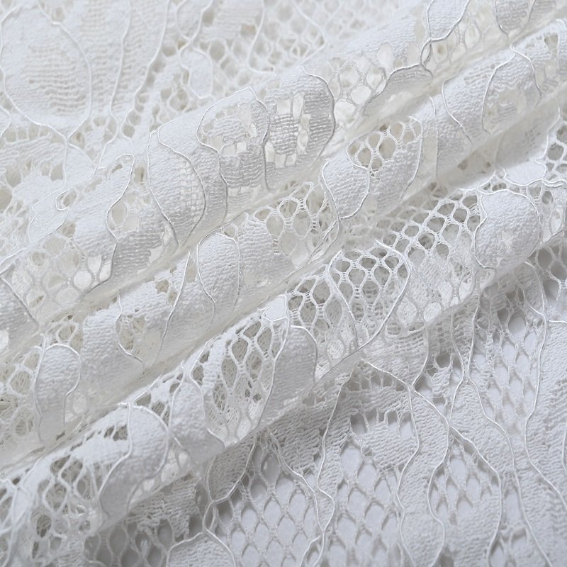 Factory Supplier White Cotton Cord Lace Skin-friendly Lace Fabric for Women Garment