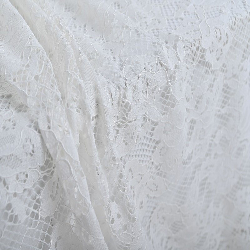 Factory Supplier White Cotton Cord Lace Skin-friendly Lace Fabric for Women Garment