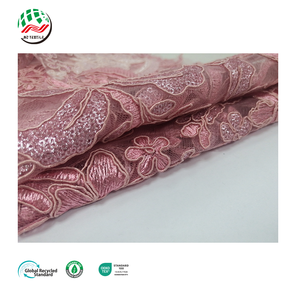 High Quality 100% Polyester Mesh Fancy Embroidery Beaded Bridal Laces Fabrics