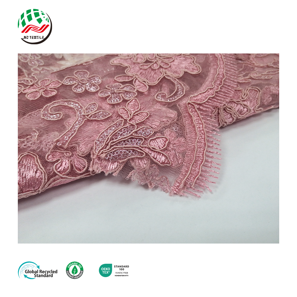 High Quality 100% Polyester Mesh Fancy Embroidery Beaded Bridal Laces Fabrics