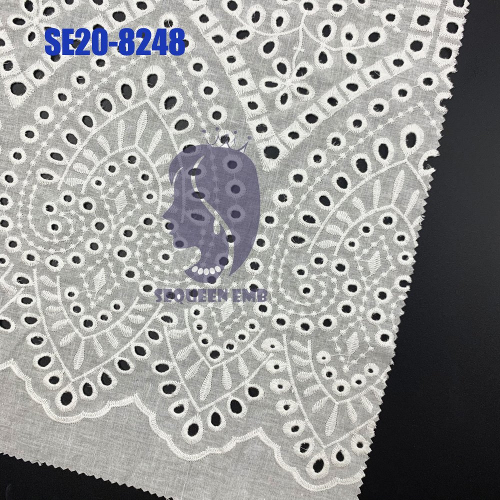 White Ivory Cotton voile 9088 eyelet embroidery lace for Girl's summer dress skirt textiles garments embroidery fabric