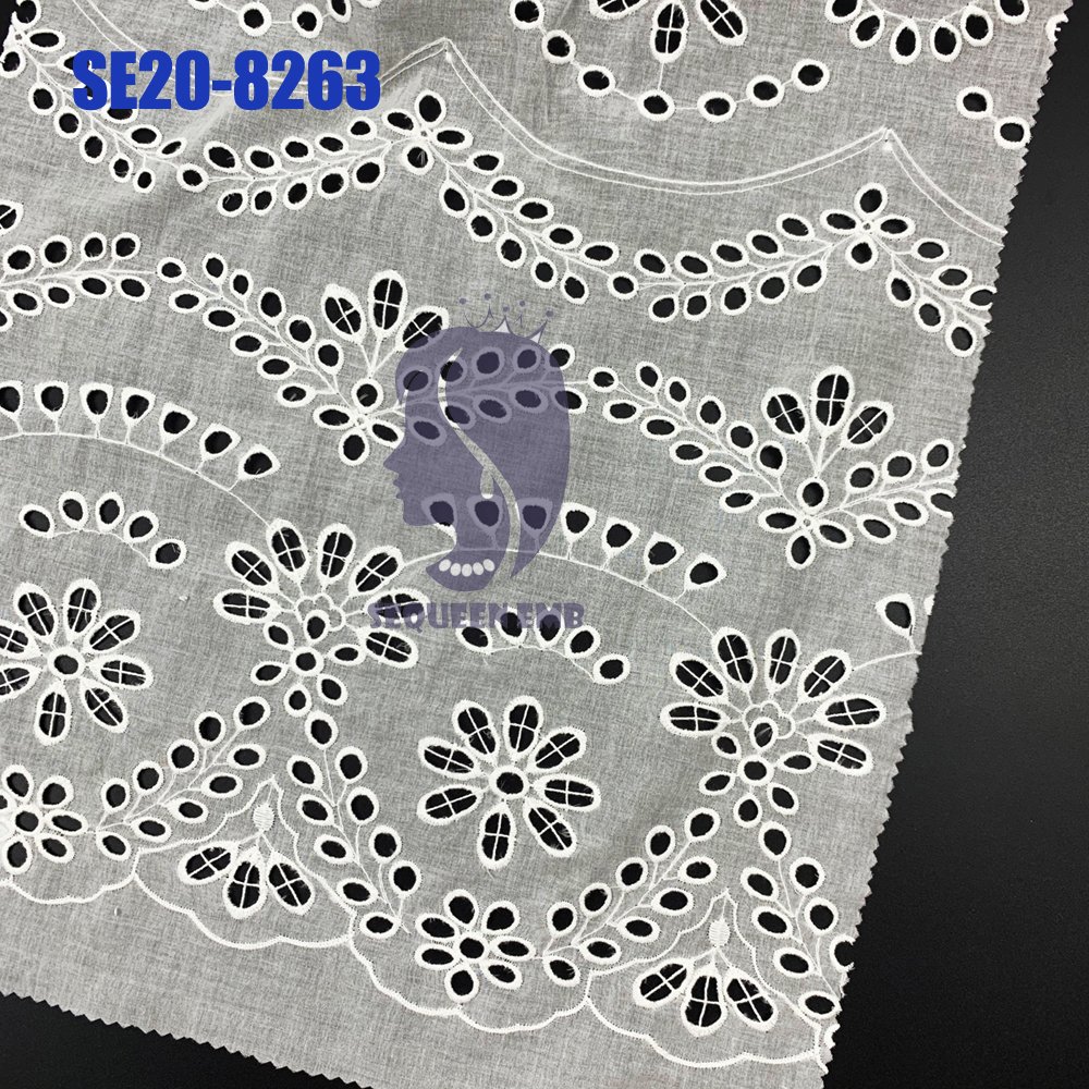 White Ivory Cotton voile 9088 eyelet embroidery lace for Girl's summer dress skirt textiles garments embroidery fabric