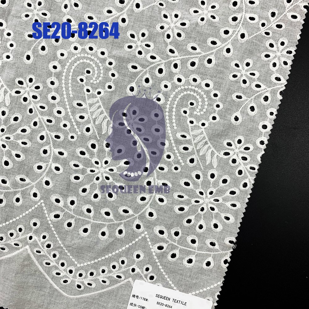 White Ivory Cotton voile 9088 eyelet embroidery lace for Girl's summer dress skirt textiles garments embroidery fabric