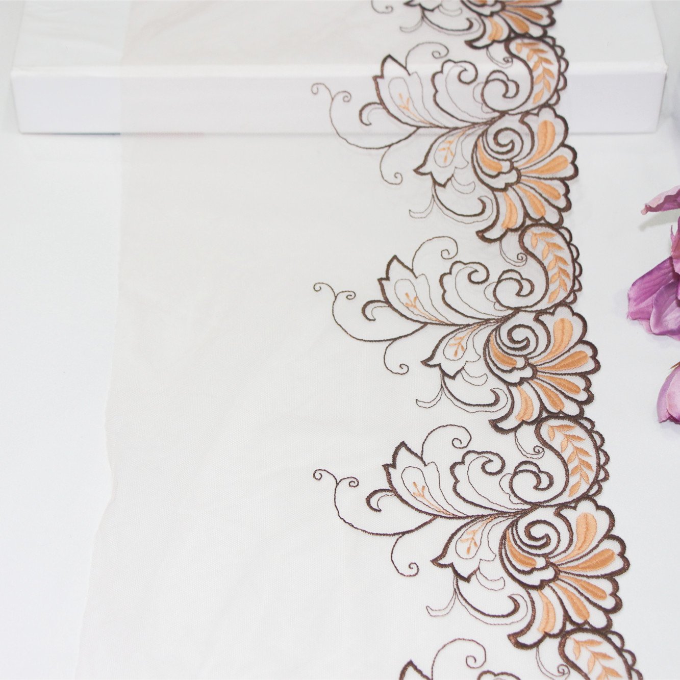 Embroidery Flower Lace Fabric From China Factory Light Blue Mesh Embroidered Fabric for Bra