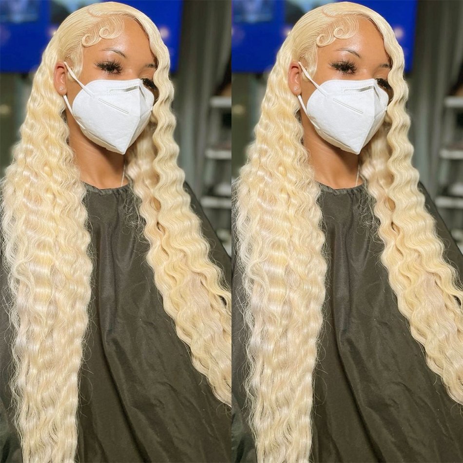 180 Density Cuticle Aligned Raw Hair Wig Front Wigs Frontal Wig 613 Deep Wave Glueless Full Hd Lace Blonde Brazilian Hair Long