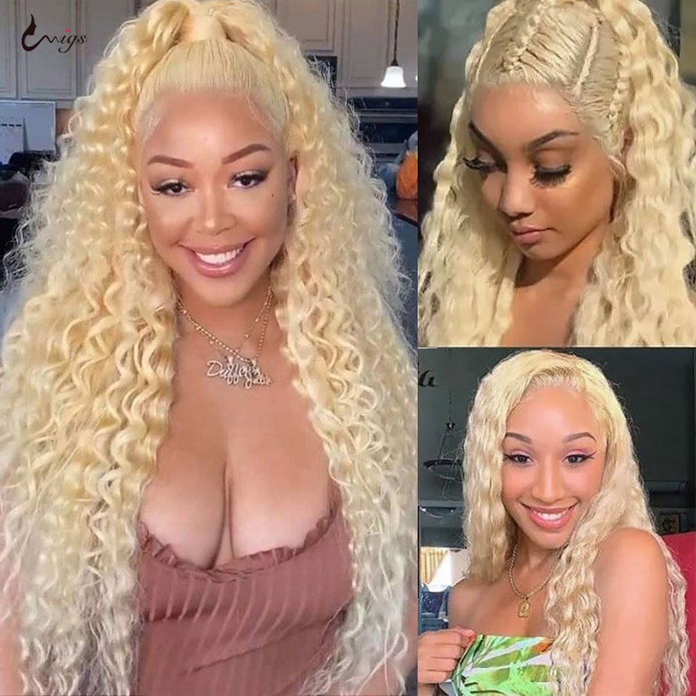 180 Density Cuticle Aligned Raw Hair Wig Front Wigs Frontal Wig 613 Deep Wave Glueless Full Hd Lace Blonde Brazilian Hair Long