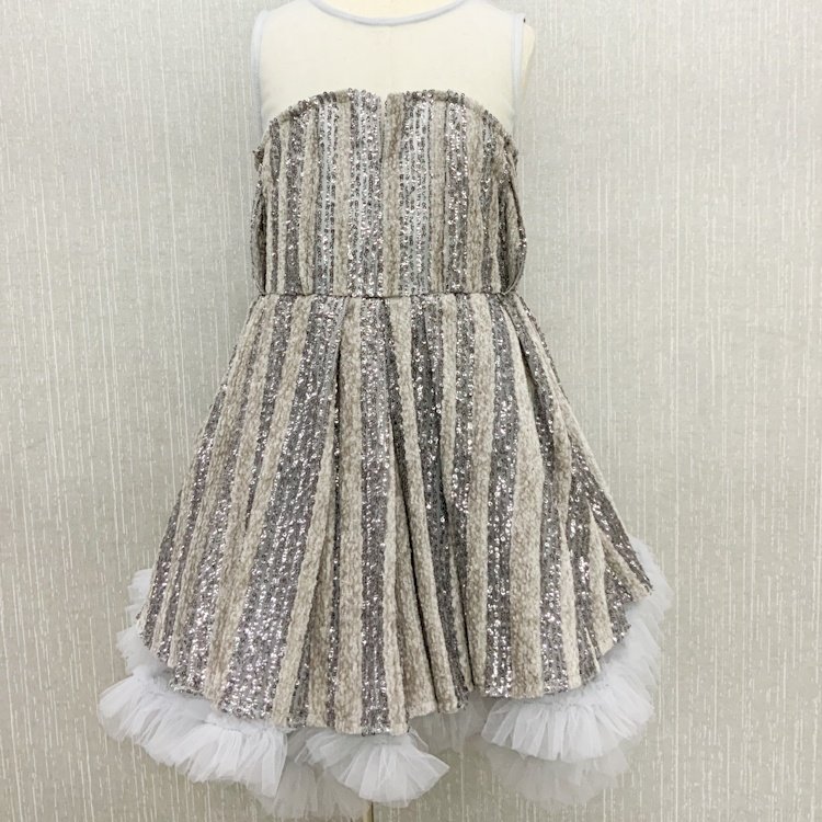 Fashion design shaoxing textile heavy luxury mesh stripe velvet sequin net embroidery fabric for girl party dress S-11415