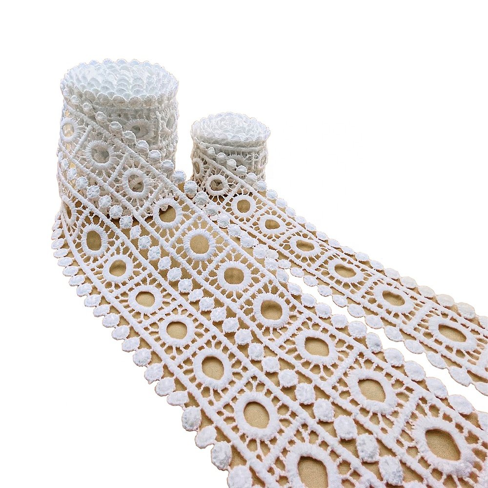 Manufacturers Supply Milk Silk Lace Trim Embroidery Polyester Border Lace Trim For Dress Sewing Supplies Embroidery Fabric