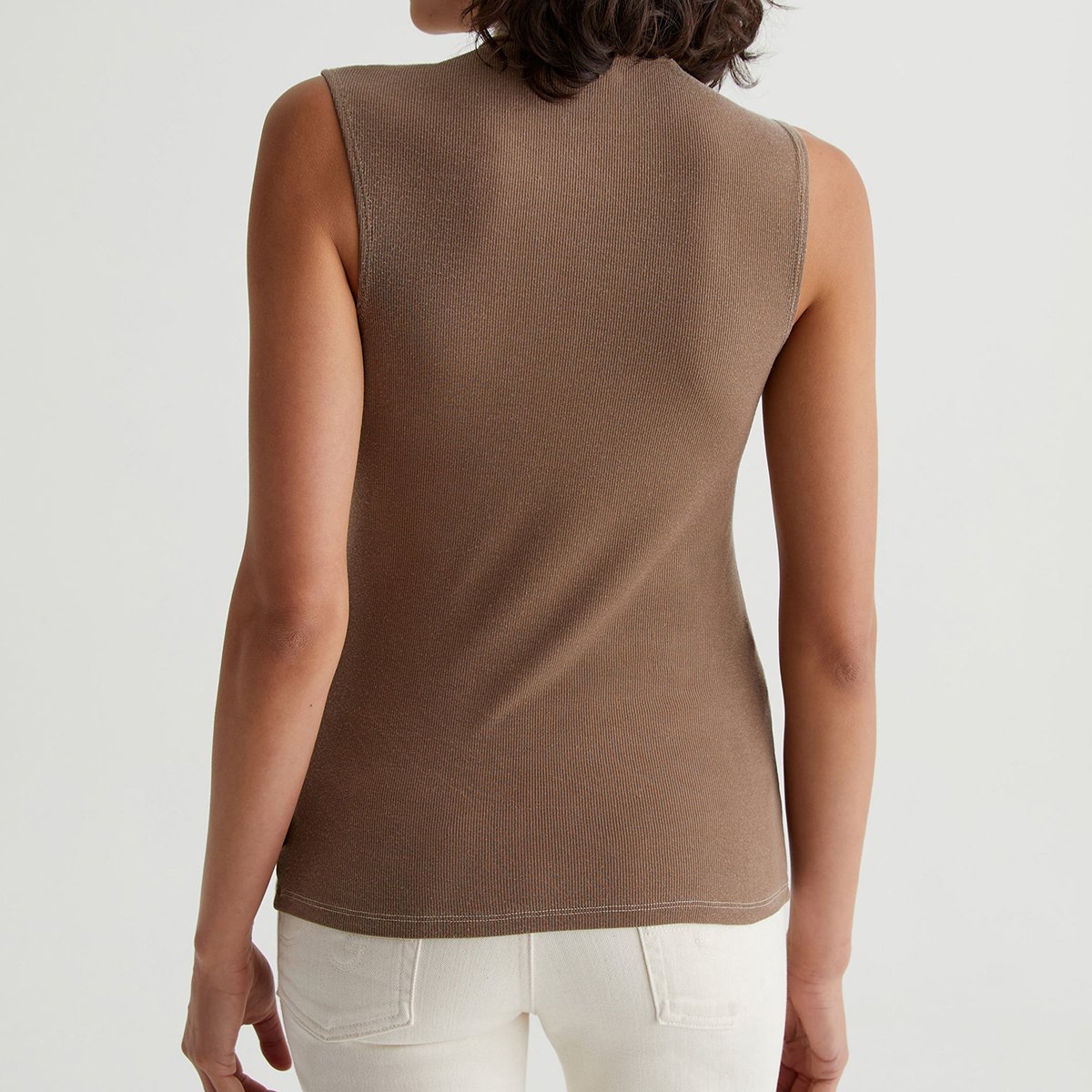 OEM/ODM Custom Classic Neutral Shade Women's Sleeveless Turtleneck - 2x1 Rib Knit, Soft Comfort, Back Seam Detail