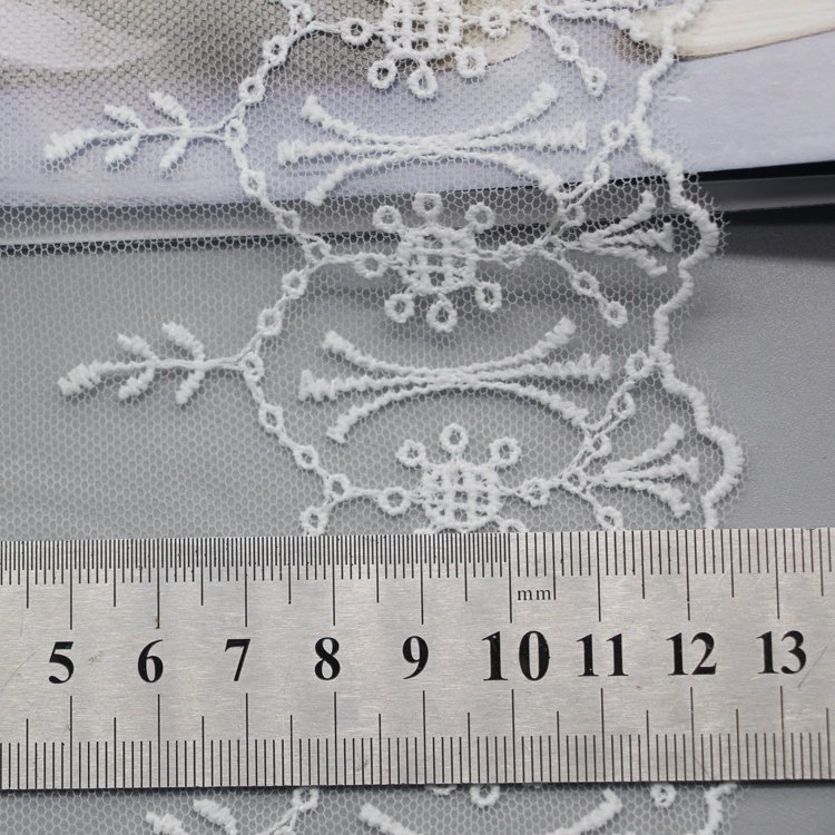 Multi-Function Lightweight Polyester Embroidery Fabric Lace Trim Wholesale Mesh Lace Fabric White Lace Trim
