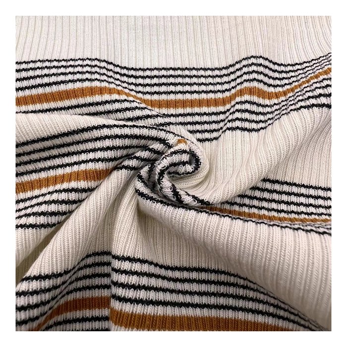 Factory Price 205Gsm Ribbed Stripe Fabric Bamboo Spandex Cotton Fabric Yarn Dyed Rib Fabric For Garment