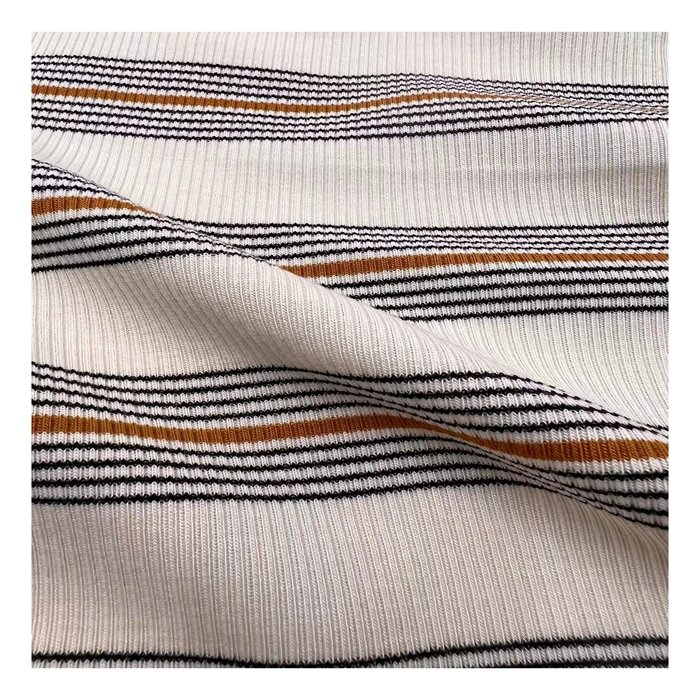 Factory Price 205Gsm Ribbed Stripe Fabric Bamboo Spandex Cotton Fabric Yarn Dyed Rib Fabric For Garment