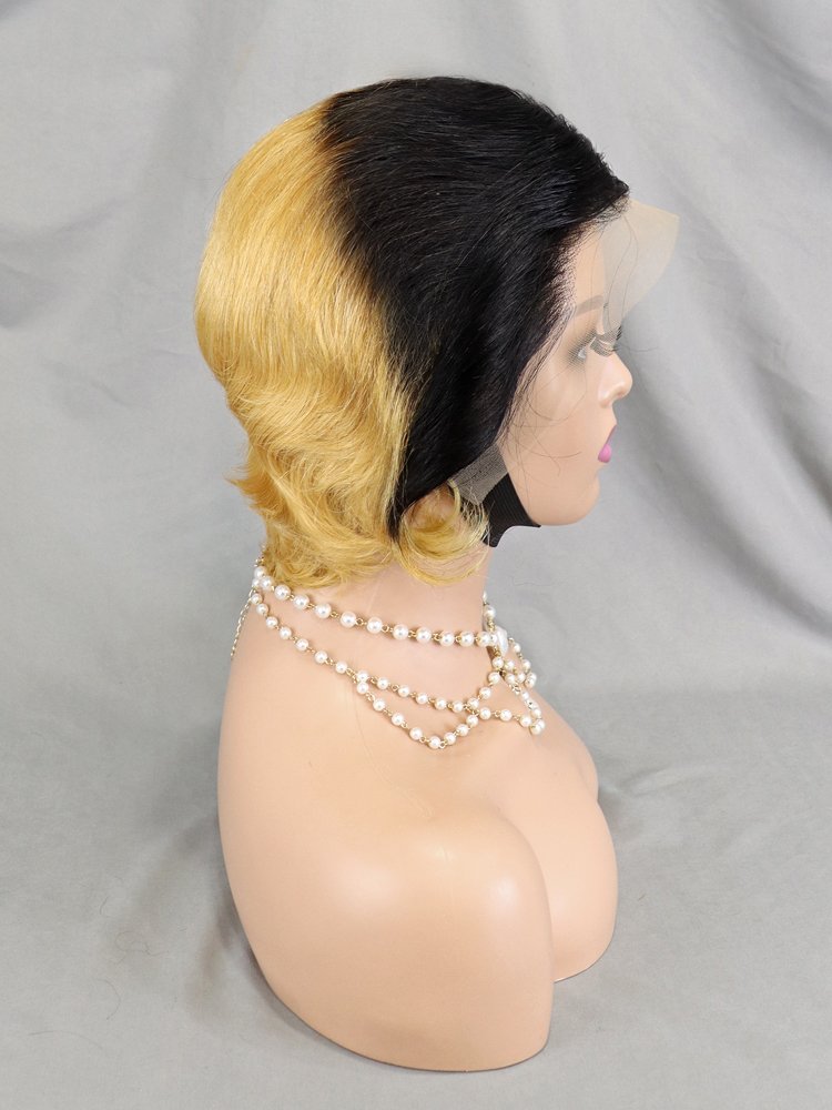 Unprocessed Vendor Virgin Brazilian Human Hair Lace Front Wig Full 13x4 Frontal Natural Raw Short Bob Wigs Color 1b27 Pixie Wig
