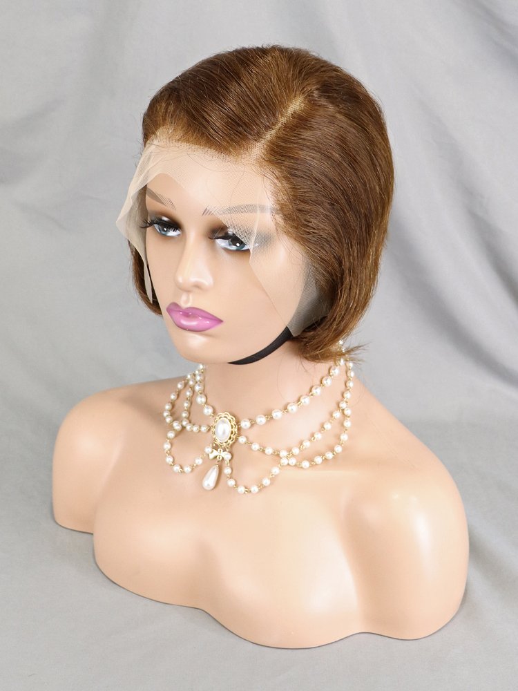 Unprocessed Vendor Virgin Brazilian Human Hair Lace Front Wig Full 13x4 Frontal Natural Raw Short Bob Wigs Color 1b27 Pixie Wig