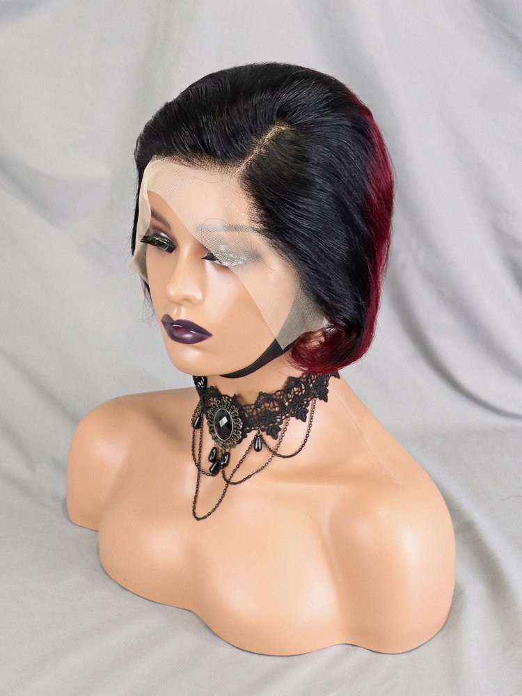 Unprocessed Vendor Virgin Brazilian Human Hair Lace Front Wig Full 13x4 Frontal Natural Raw Short Bob Wigs Color 1b27 Pixie Wig