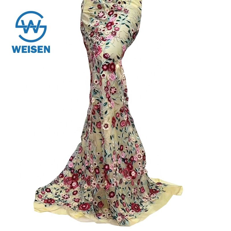 Bead Lace 2019 Mesh 3d Embroidered Applique Flower Embroidery Tulle Fabric