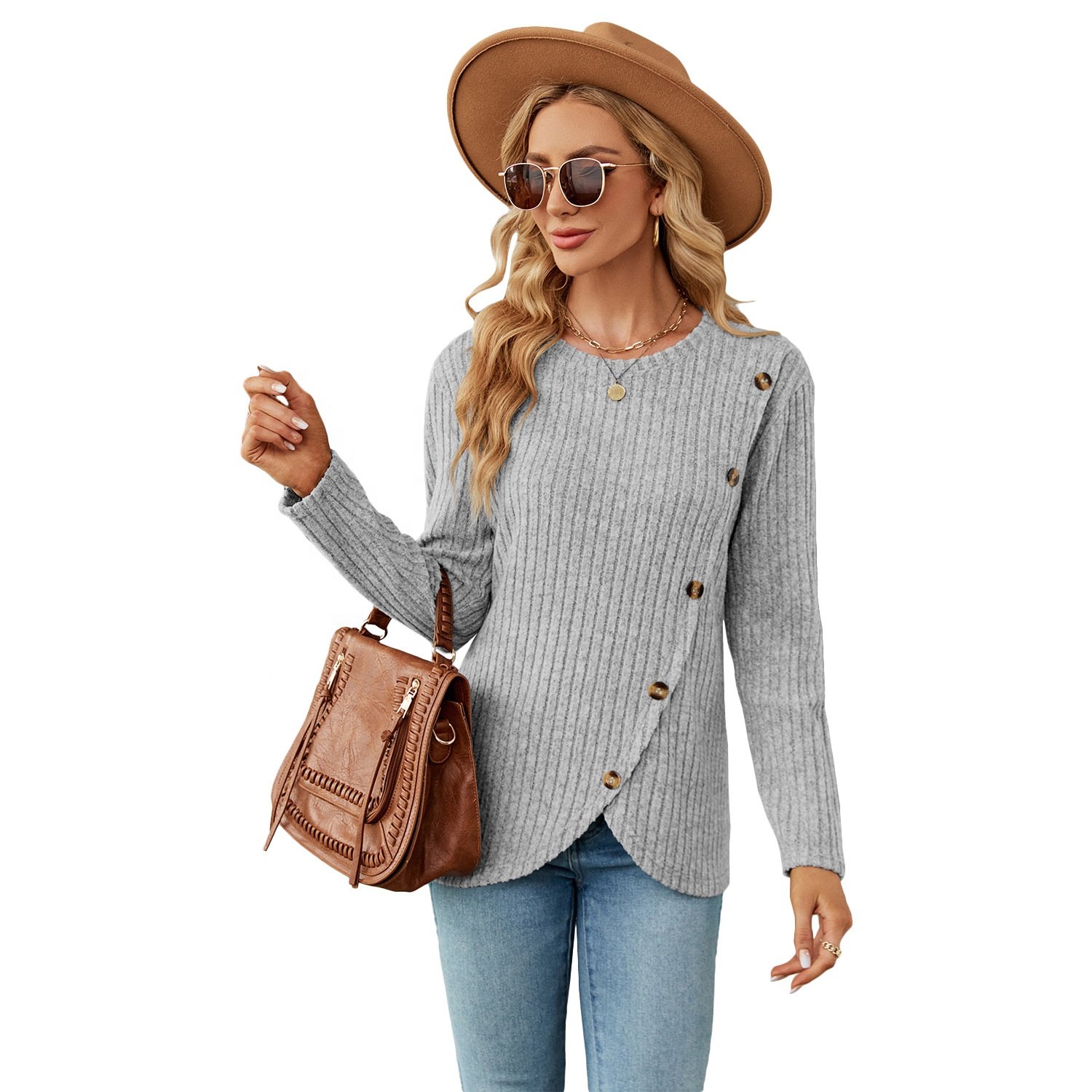 Elegant Ladies T-Shirt Winter Collection Viscose Fabric Custom Logo Soft Ribbed Brushed Ladies' T-Shirt Wholesale Availability
