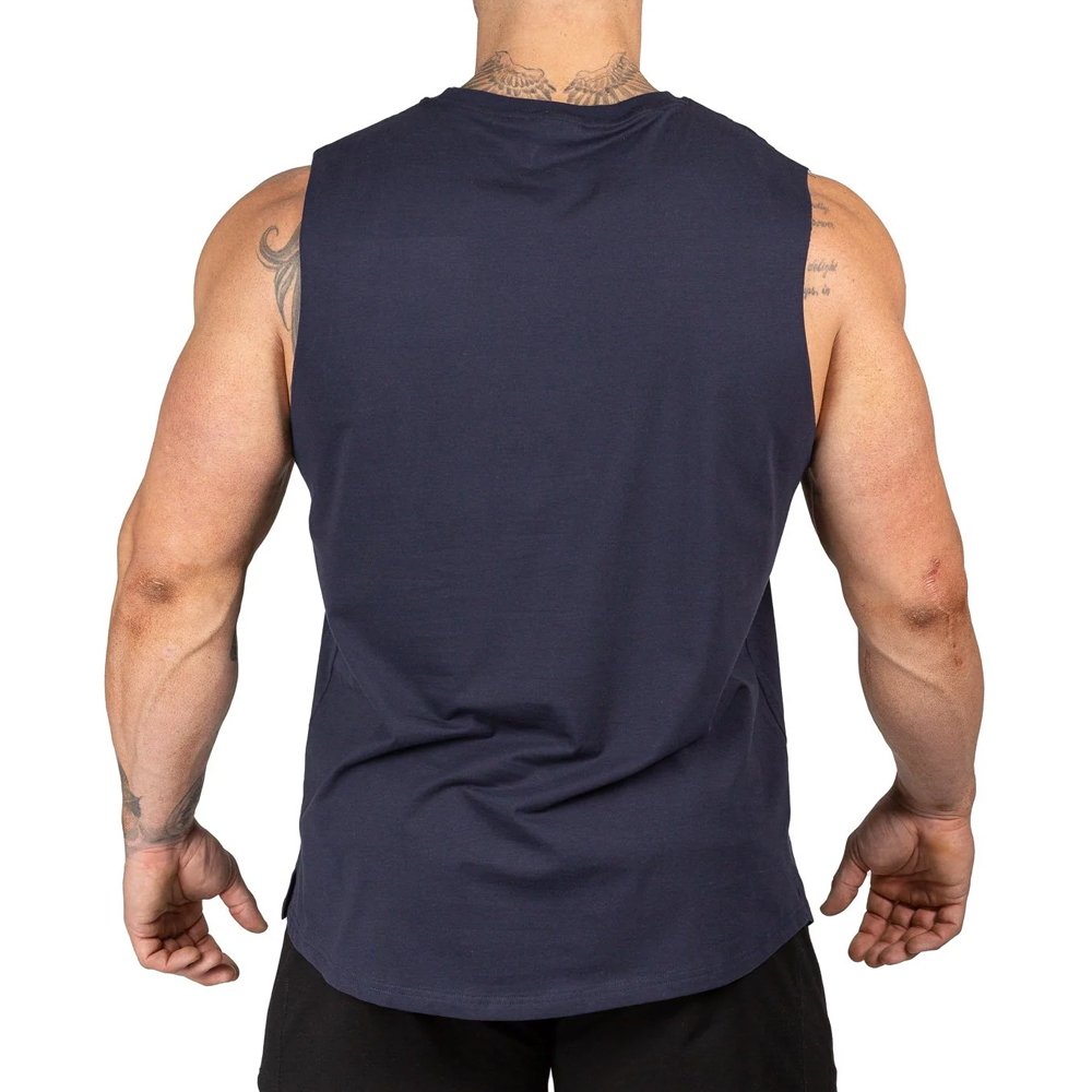 High Quality Men's Summer Casual Crop Gym Singlets Custom Merino Wool Solid Halter Breathable Ribbed Top Wholesale Sports Gym