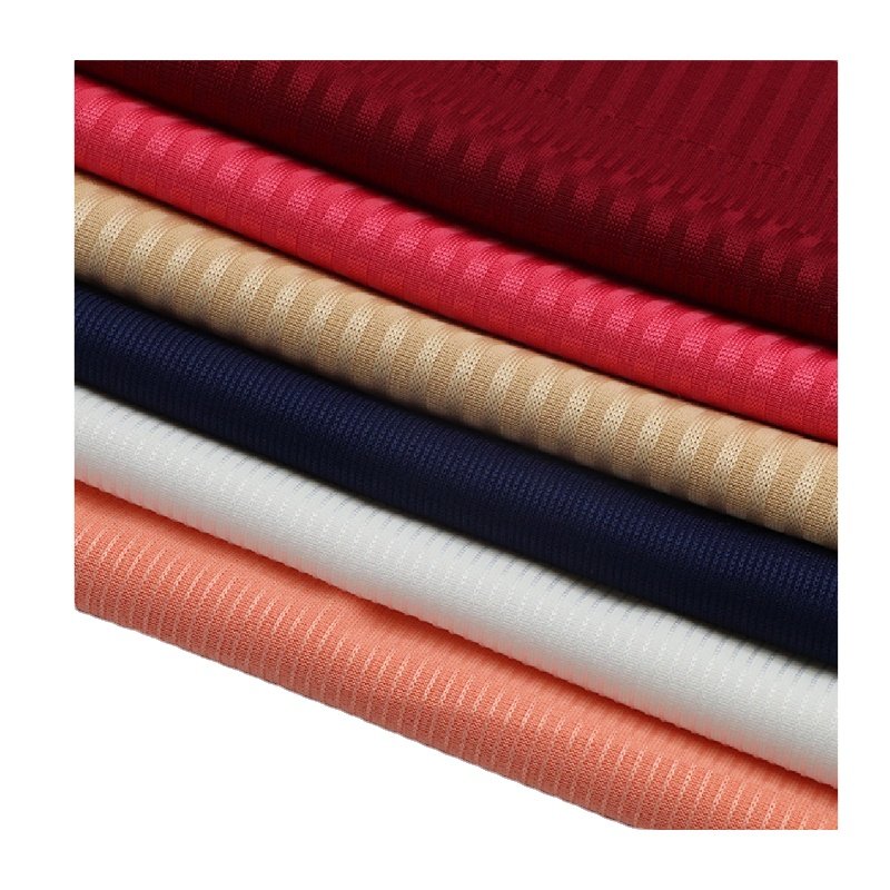 Custom fashionable 95% polyester 5% spandex knit fabric plain stretch rib jacquard fabric for dress sweater