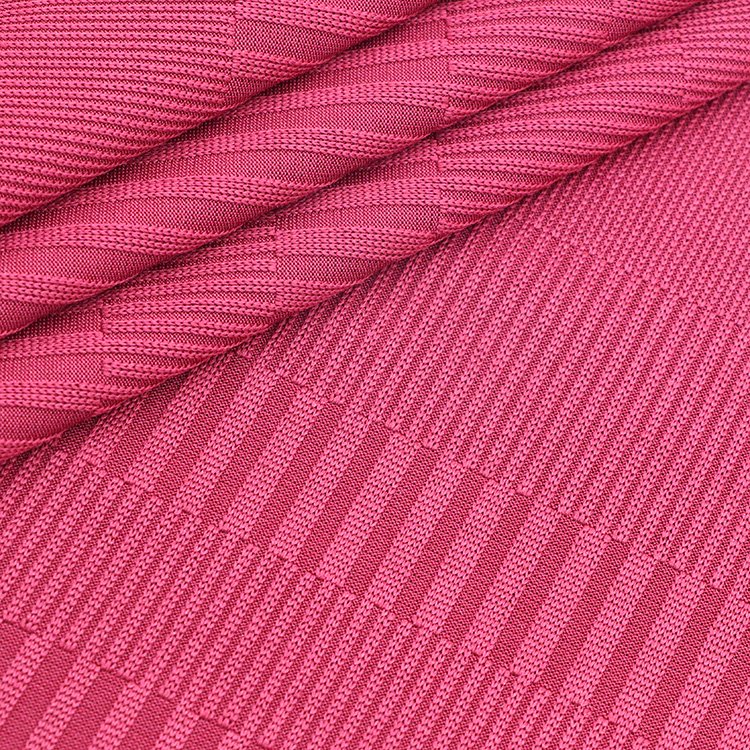 Custom fashionable 95% polyester 5% spandex knit fabric plain stretch rib jacquard fabric for dress sweater