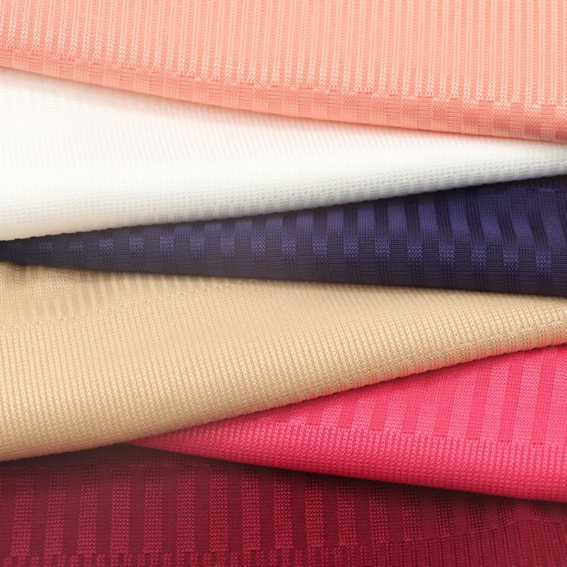 Custom fashionable 95% polyester 5% spandex knit fabric plain stretch rib jacquard fabric for dress sweater
