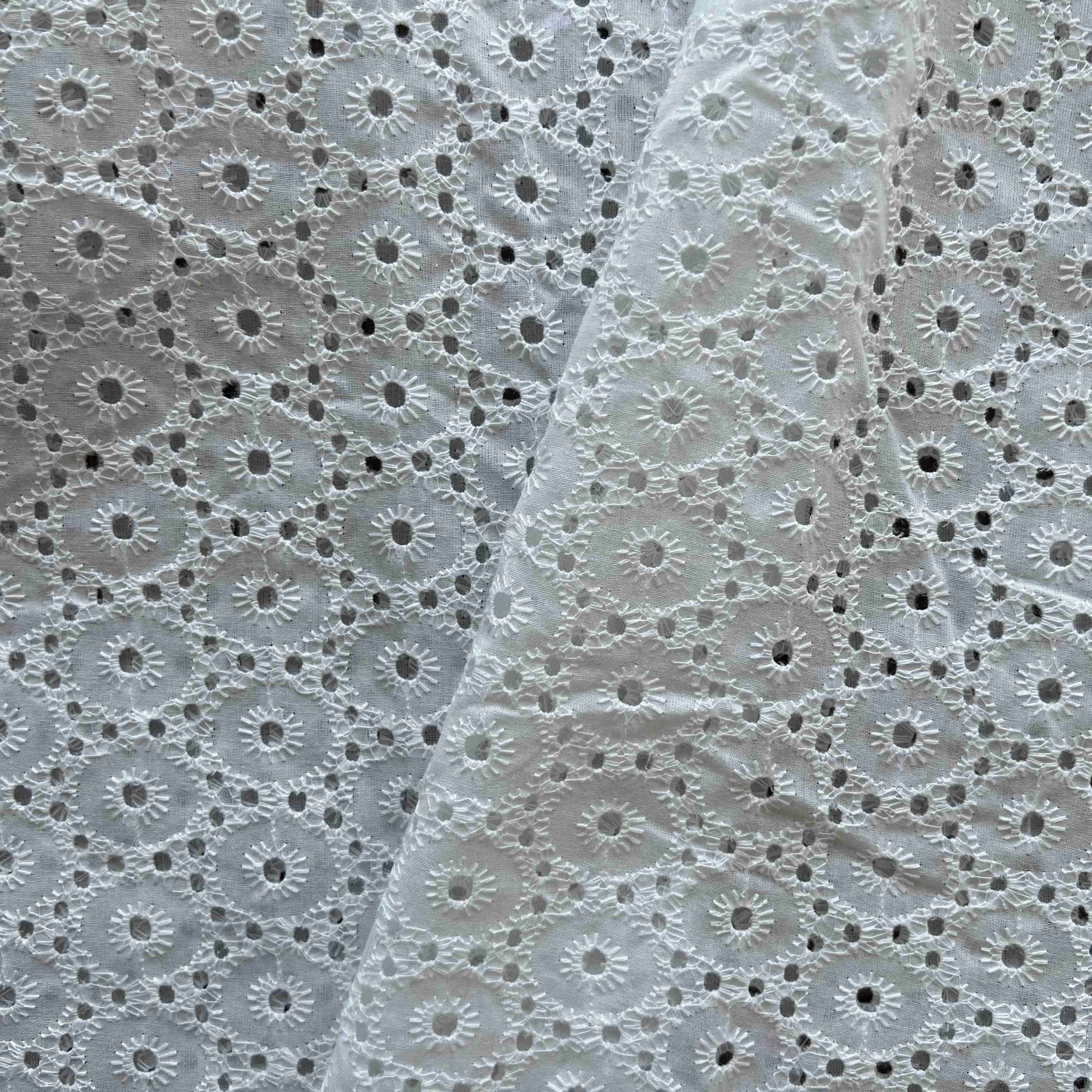 Cheaper good quality textiles white flower tulle 100 cotton embroidery fabrics for summer skirts