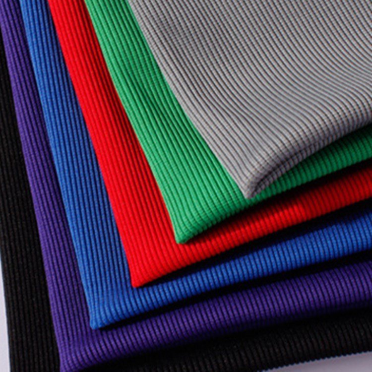 Lurex bamboo spandex 1x1 knitted rayon no moq custom rib fabric 95 polyester 2x2 rib knit fabric fabric for clothing