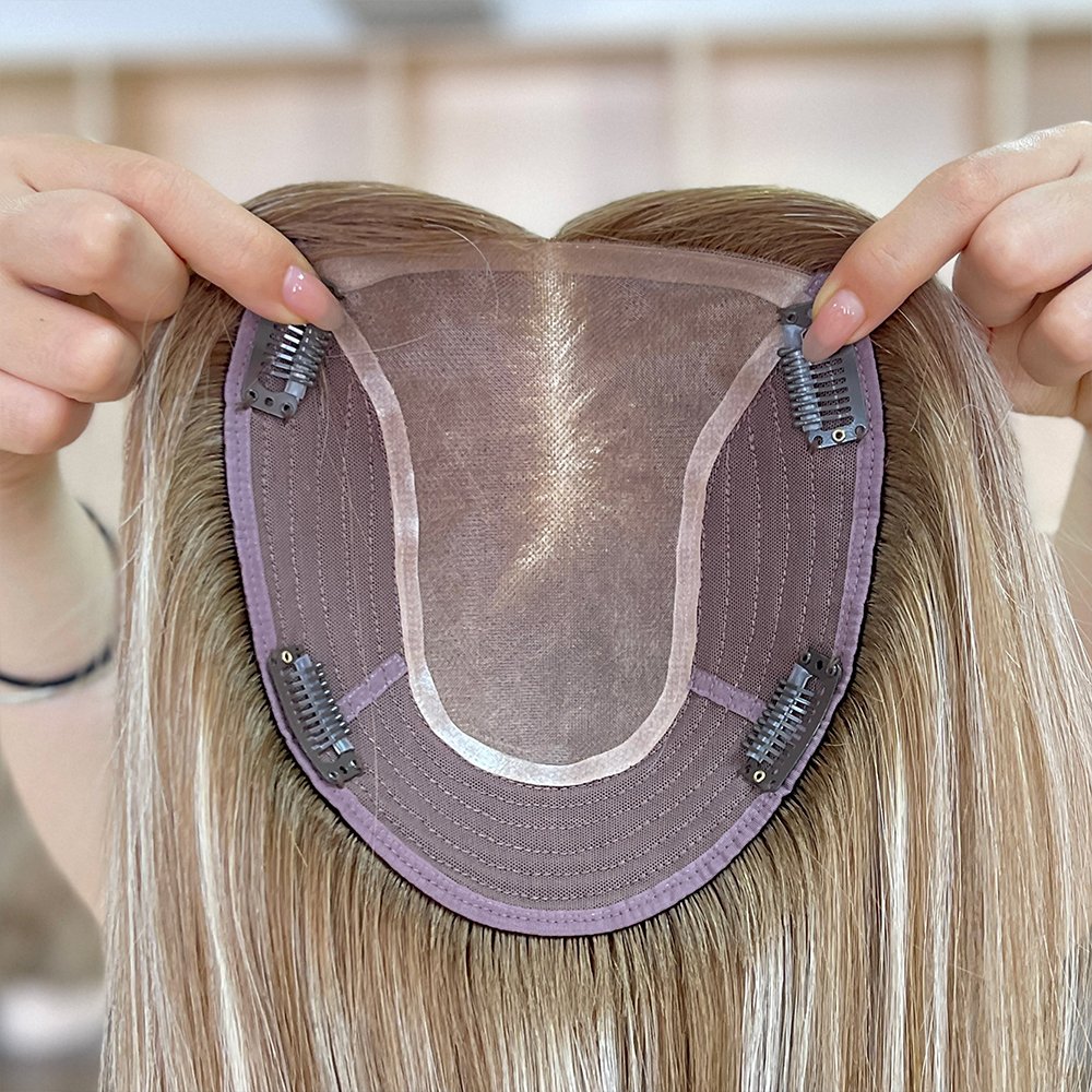 Blonde Russian Hair Silk Top Toupee High Quality 12\" 14\" 16\" Mono Lace Hair pieces for Women topper