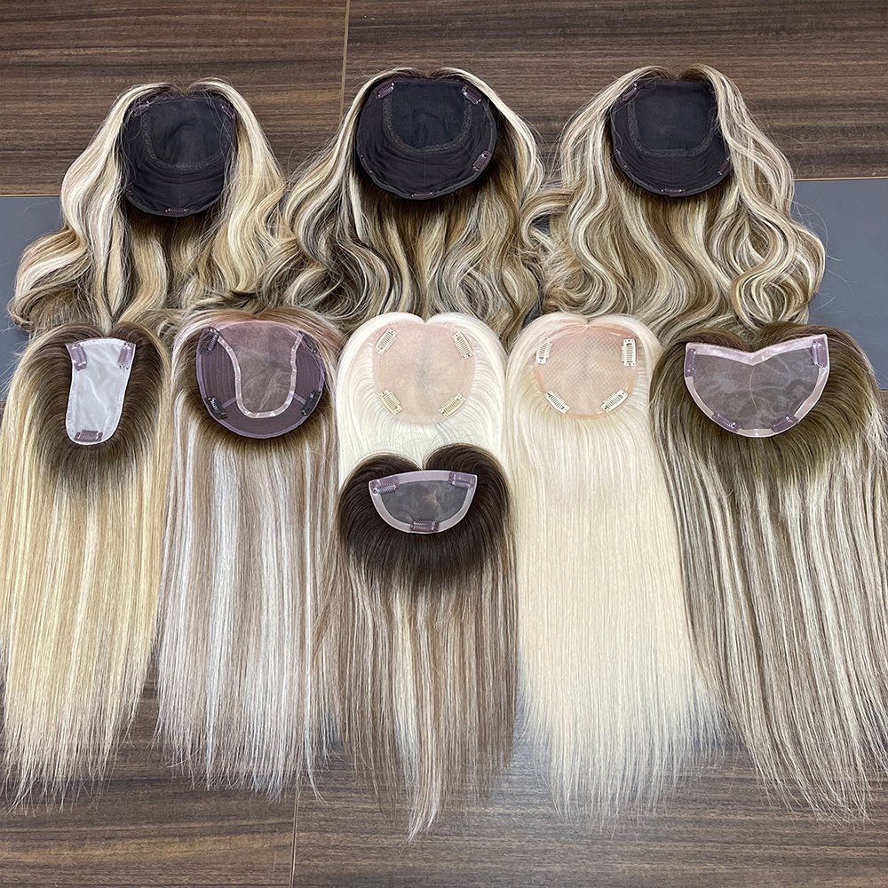 Blonde Russian Hair Silk Top Toupee High Quality 12\" 14\" 16\" Mono Lace Hair pieces for Women topper