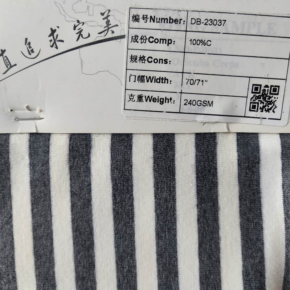 New Wide Stripe Stretch Fabric Yellow Gray Navy Custom Color 100% Organic Cotton Double Knit Rib Jersey Fabric