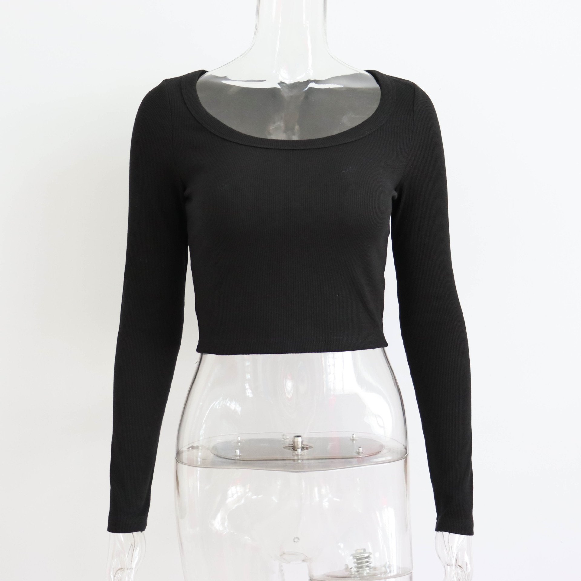 2024 Autumn Summer wholesale Sexy Women Crop Top T shirt Slim Fit Custom Logo U neck Causal Crop Top Tees For Girls